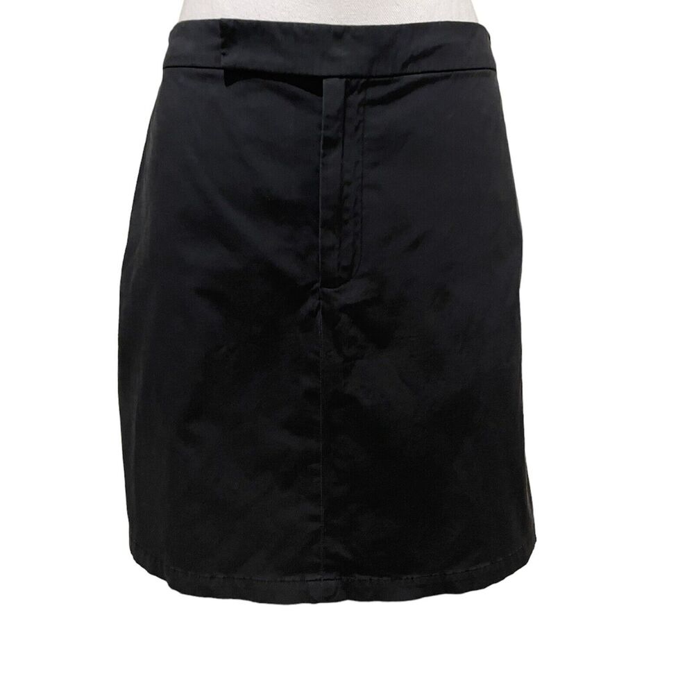 Banana Republic Women's Black Skirt Size 8 Cotton Blend Zip Front Back Pockets